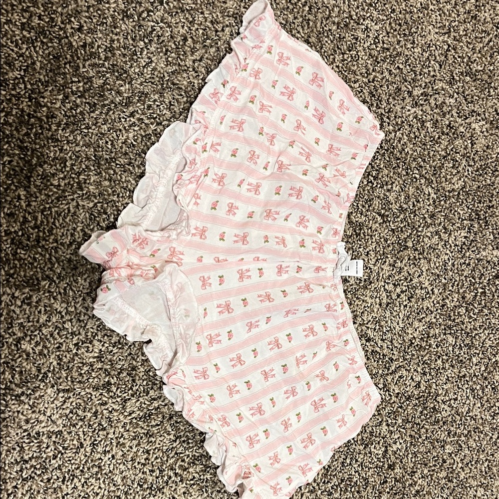 Pink and White Ruffle Shorts